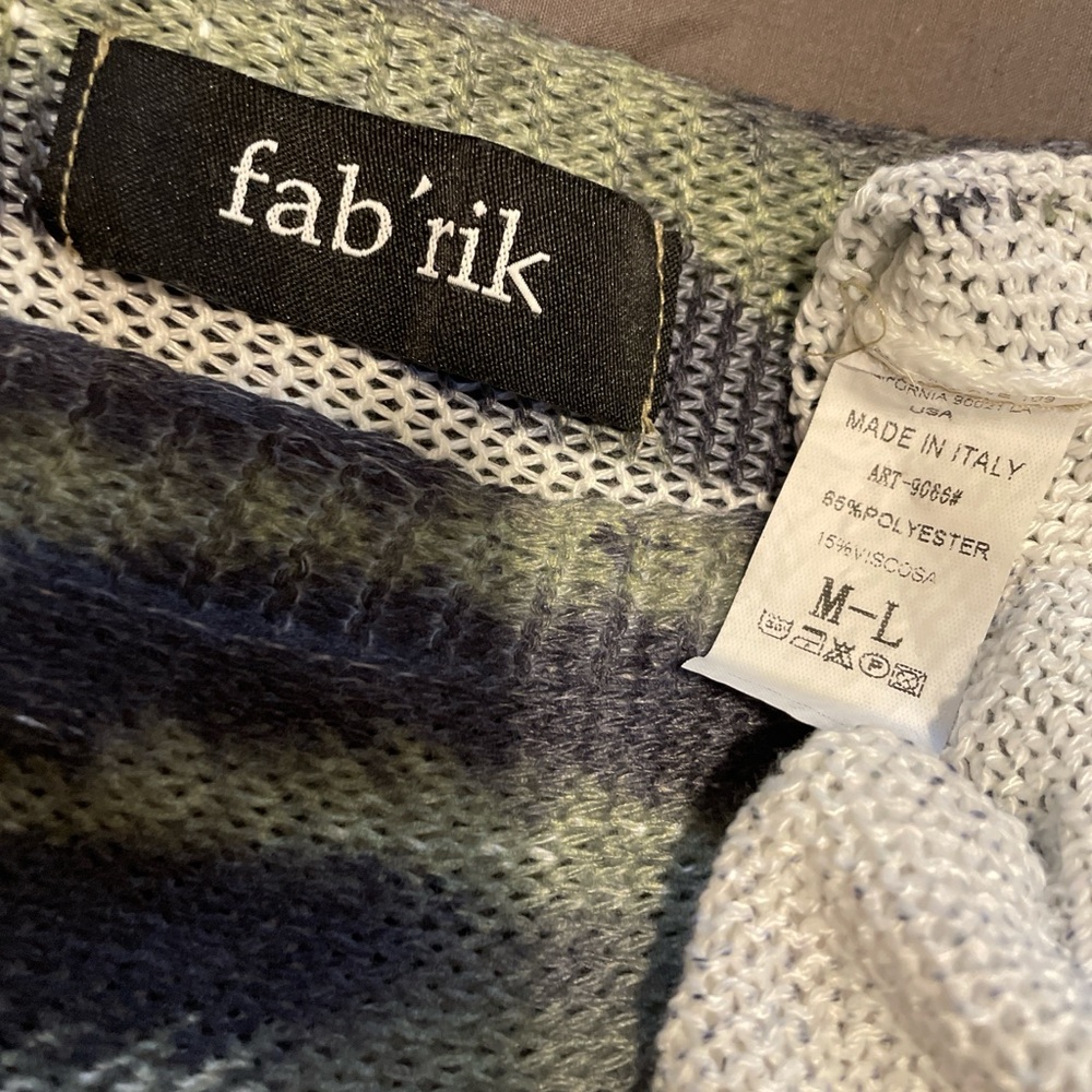 Fab’rik Knit Top Size M-L Open Weave Earthy Abstract Animal Print Relaxed Fit - Picture 6 of 8